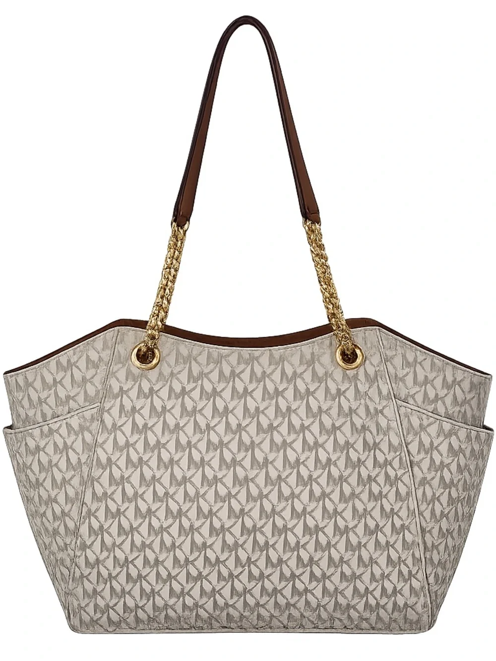 Michael Kors Jet Set Large Signature Logo Shoulder Bag Vanilla MK Logo Tote